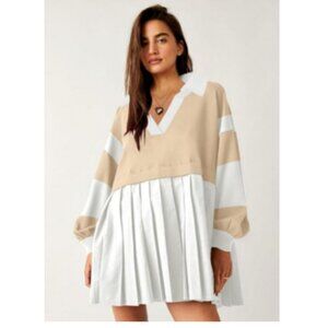 **Saukole** Oversized Casual Sweatshirt Patchwork Dress Small NWT